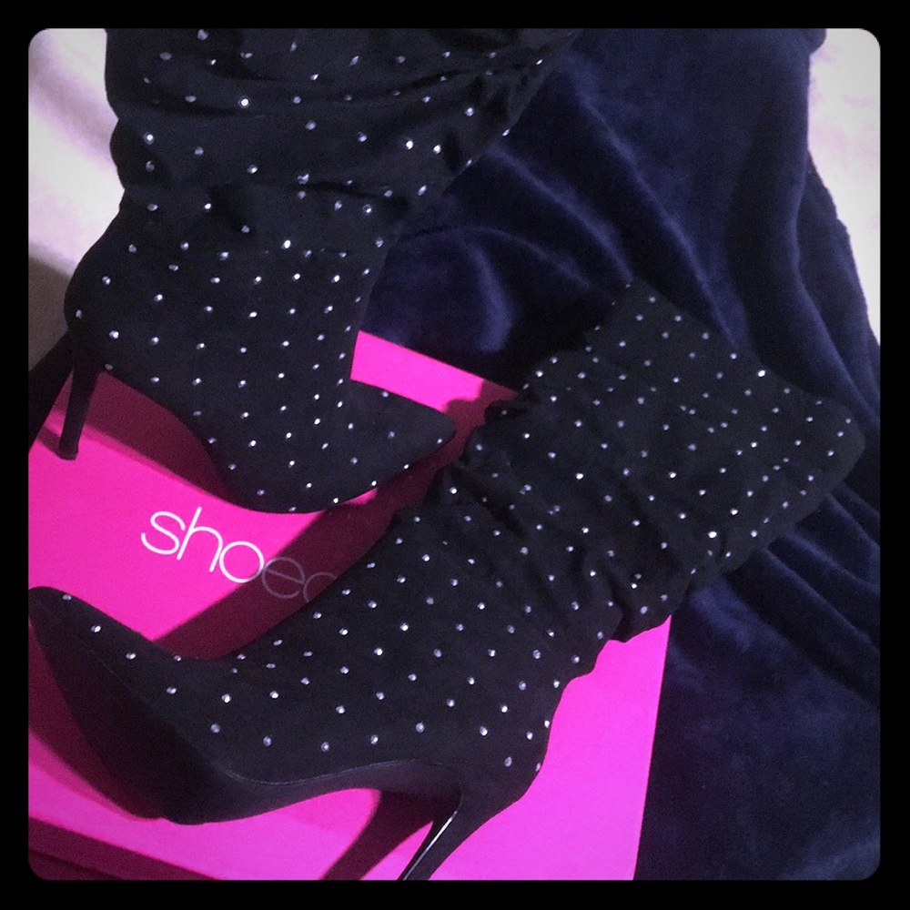 Rhinestone high heel boots